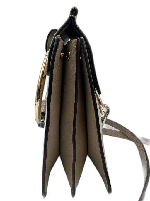 Chloe Taupe Gray Leather & Suede Snap Closure Ring Detail Chain Detail Bag Taupe Gray / XS