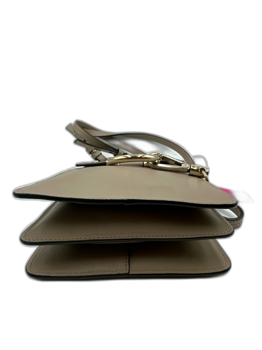 Chloe Taupe Gray Leather & Suede Snap Closure Ring Detail Chain Detail Bag Taupe Gray / XS