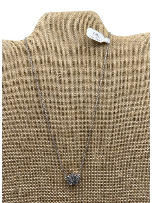 Kendra Scott Silver & Gray Rhodium Plated Stone Pendant Dainty Chain Necklace Silver & Gray