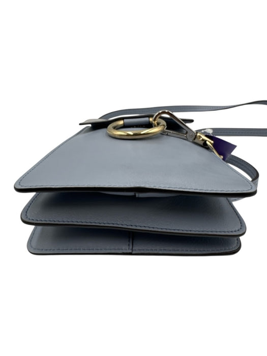 Chloe Dusty Blue Leather Suede Detail Gold Tone Hardware Ring Detail Bag Dusty Blue / Mini