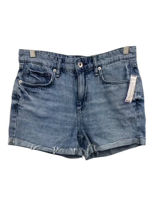 Rag & Bone Size 25 Medium Wash Cotton Denim Frayed Detail Cuffed Shorts Medium Wash / 25
