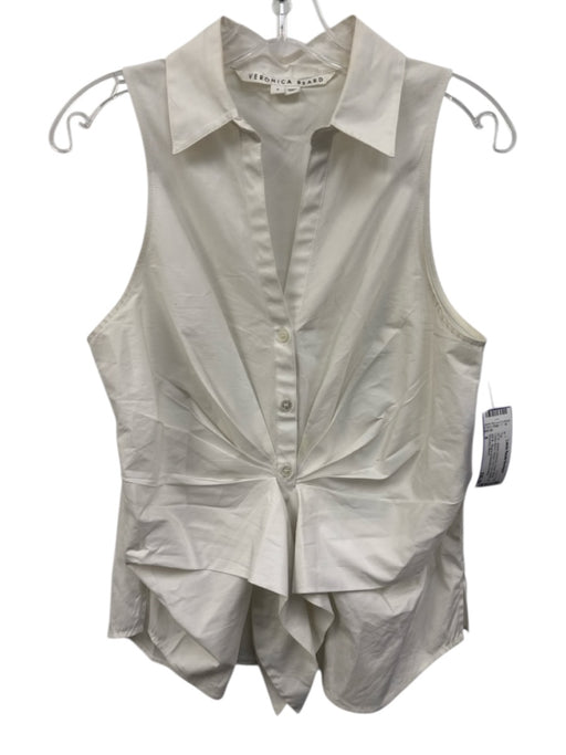 Veronica Beard Size 8 Cream White Cotton Blend Sleeve Cut Outs Button Up Top Cream White / 8