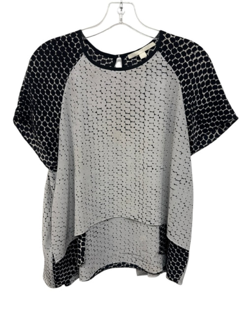 Jonathan Simkhai Size S Black, gray & white Silk Abstract Dots Short Sleeve Top Black, gray & white / S