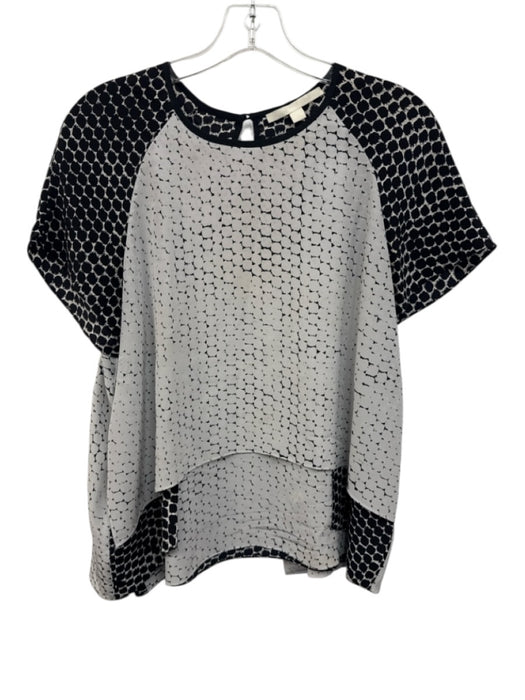 Jonathan Simkhai Size S Black, gray & white Silk Abstract Dots Short Sleeve Top Black, gray & white / S