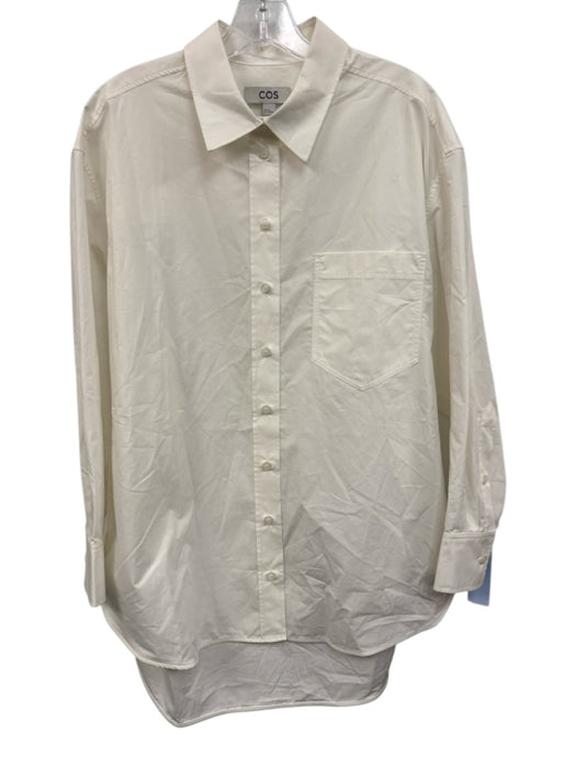 COS Size 36 White Cotton Long Sleeve Button Front Collar Patch Pocket Top White / 36