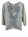 Calypso St. Barth Size Medium Light Wash Cotton Half Sleeve Floral Eyelet Top Light Wash / Medium