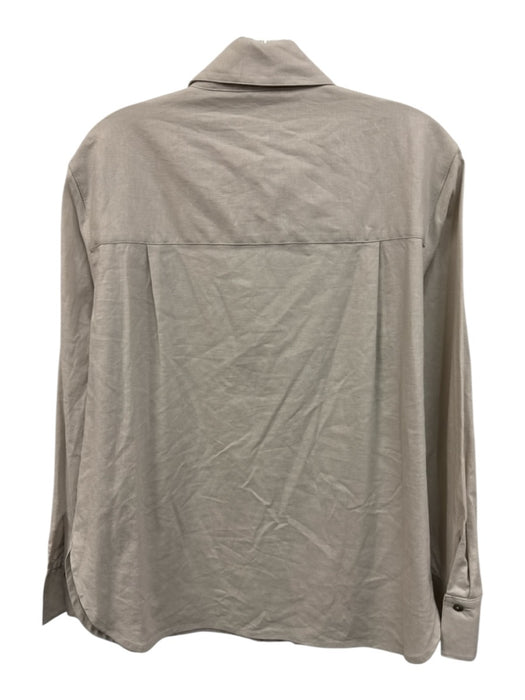 Vince Size Medium Taupe Gray Viscose Blend Long Sleeve Button Front Top Taupe Gray / Medium