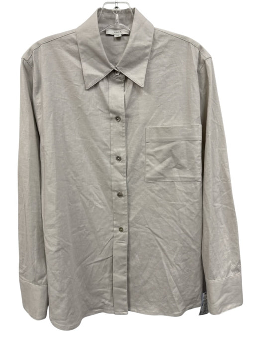 Vince Size Medium Taupe Gray Viscose Blend Long Sleeve Button Front Top Taupe Gray / Medium