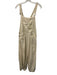 Free People Size Medium Cream Beige Pockets Ankle Tie Side Button Jumpsuit Cream Beige / Medium