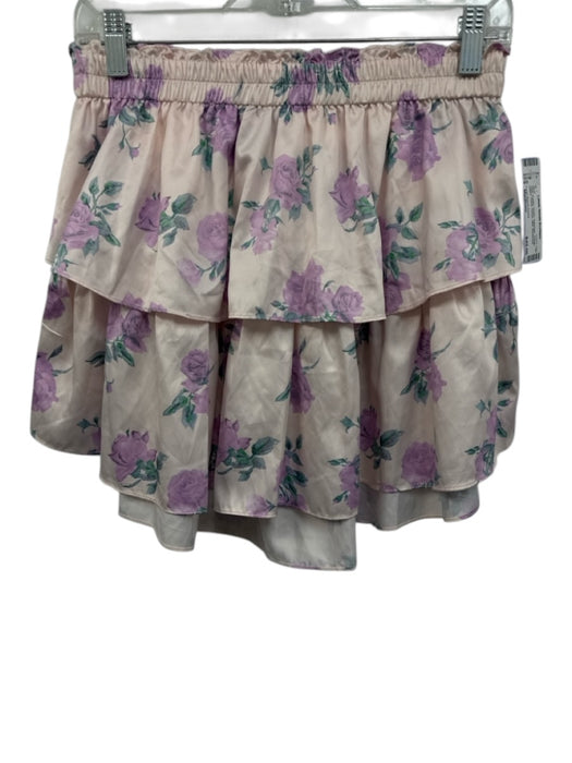Love Shack Fancy Size Medium Pink, Purple, Green Polyester Elastic Waist Skirt Pink, Purple, Green / Medium