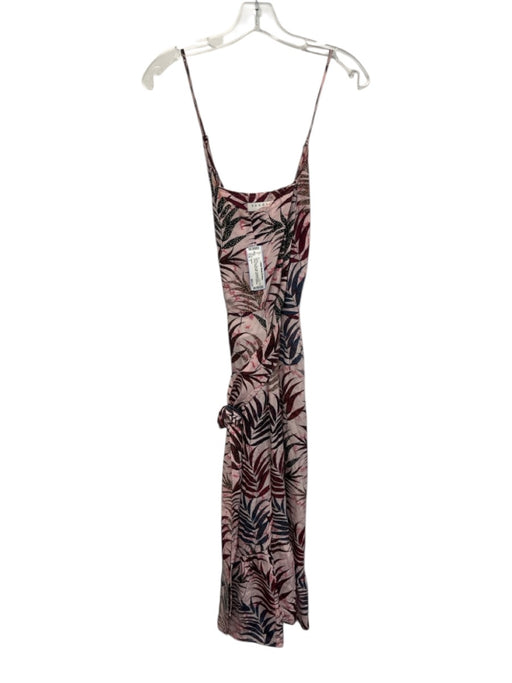 Sandro Size 1 Pink, Blue, Red Silk Spaghetti Strap Leaves Wrap Midi Dress Pink, Blue, Red / 1