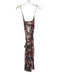 Sandro Size 1 Pink, Blue, Red Silk Spaghetti Strap Leaves Wrap Midi Dress Pink, Blue, Red / 1