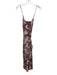 Sandro Size 1 Pink, Blue, Red Silk Spaghetti Strap Leaves Wrap Midi Dress Pink, Blue, Red / 1