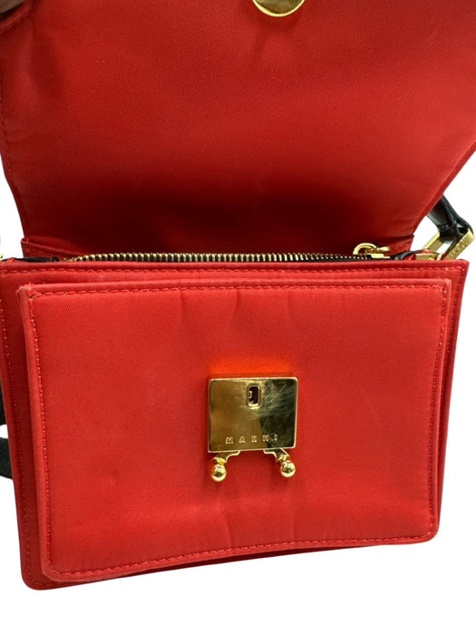 Marni Red Nylon Gold hardware Accordion Flap Crossbody Strap Bag Red / Mini