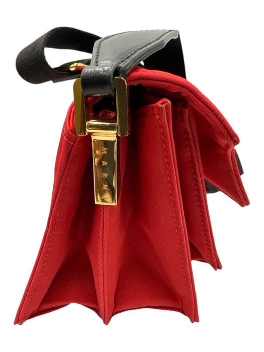 Marni Red Nylon Gold hardware Accordion Flap Crossbody Strap Bag Red / Mini