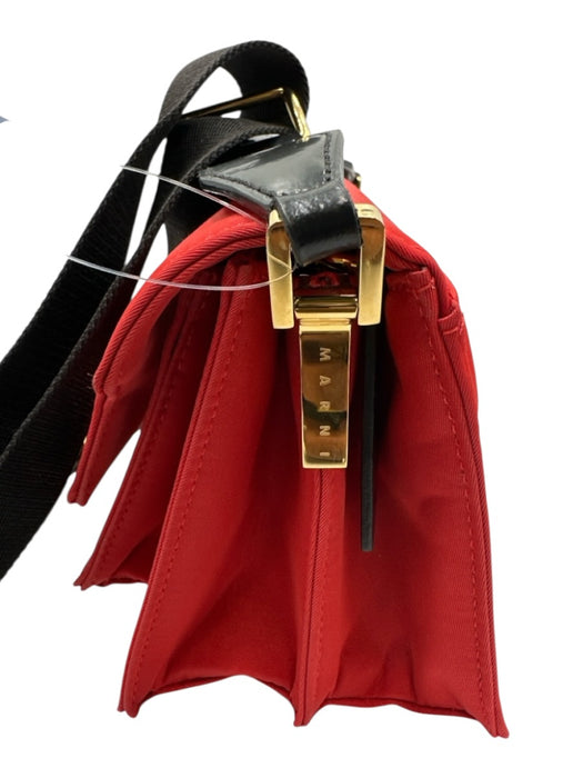 Marni Red Nylon Gold hardware Accordion Flap Crossbody Strap Bag Red / Mini