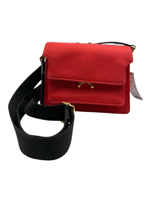 Marni Red Nylon Gold hardware Accordion Flap Crossbody Strap Bag Red / Mini