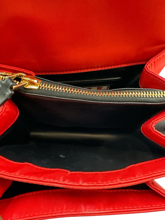 Marni Red Nylon Gold hardware Accordion Flap Crossbody Strap Bag Red / Mini