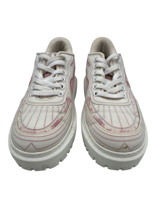 Christian Dior Shoe Size 37.5 Pink & White Neoprene Round Toe Toile Sneakers Pink & White / 37.5