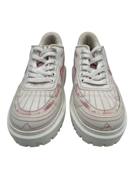 Christian Dior Shoe Size 37.5 Pink & White Neoprene Round Toe Toile Sneakers Pink & White / 37.5