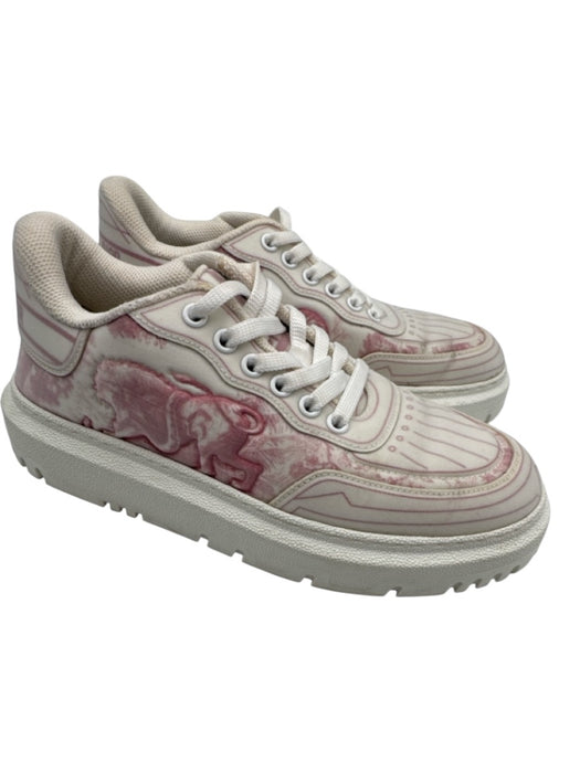 Christian Dior Shoe Size 37.5 Pink & White Neoprene Round Toe Toile Sneakers Pink & White / 37.5
