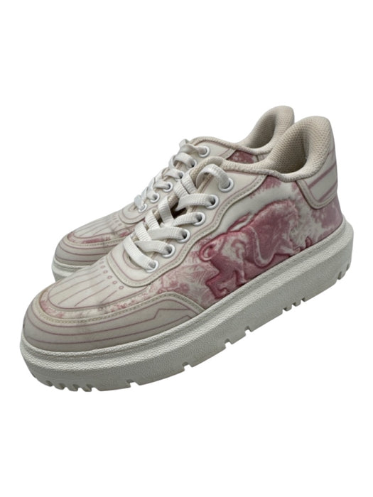 Christian Dior Shoe Size 37.5 Pink & White Neoprene Round Toe Toile Sneakers Pink & White / 37.5