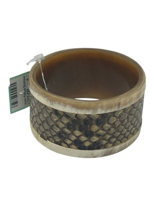 Taupe & Beige Snakeskin Horn Snake Wide Bangle Bracelet Taupe & Beige