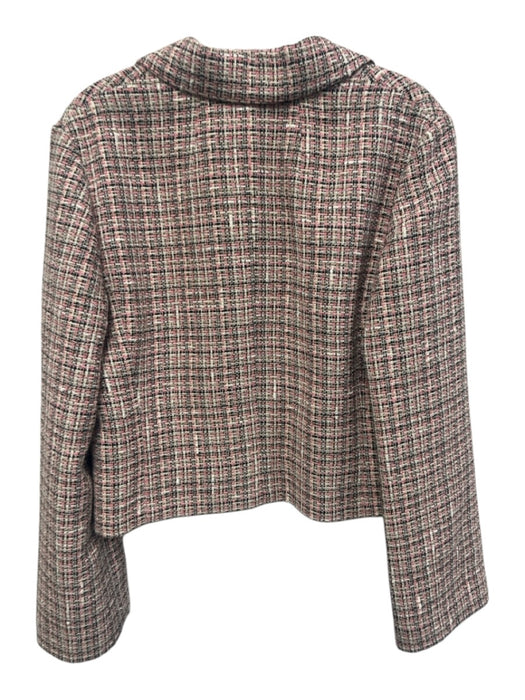 Theory Size 8 Pink, Tan & Black Cotton Blend Tweed Patch Pocket Button Up Jacket Pink, Tan & Black / 8
