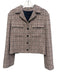 Theory Size 8 Pink, Tan & Black Cotton Blend Tweed Patch Pocket Button Up Jacket Pink, Tan & Black / 8