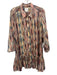 Misa Size M Pink, Green & Multi Print Rayon Blend Long puff sleeve Streaks Dress Pink, Green & Multi Print / M