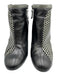 Chanel Shoe Size 37.5 Gray & Black Leather Perforated Round Toe Logo Booties Gray & Black / 37.5