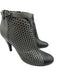 Chanel Shoe Size 37.5 Gray & Black Leather Perforated Round Toe Logo Booties Gray & Black / 37.5