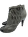Chanel Shoe Size 37.5 Gray & Black Leather Perforated Round Toe Logo Booties Gray & Black / 37.5