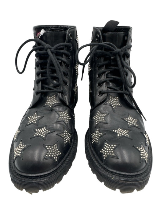 Saint Laurent Paris Shoe Size 38 Black & Silver Tone Leather Upper Studded Boots Black & Silver Tone / 38