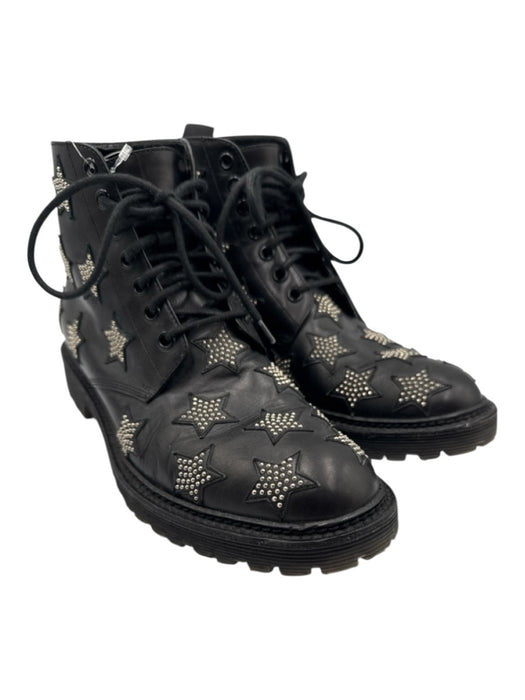 Saint Laurent Paris Shoe Size 38 Black & Silver Tone Leather Upper Studded Boots Black & Silver Tone / 38