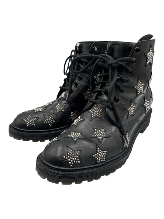 Saint Laurent Paris Shoe Size 38 Black & Silver Tone Leather Upper Studded Boots Black & Silver Tone / 38