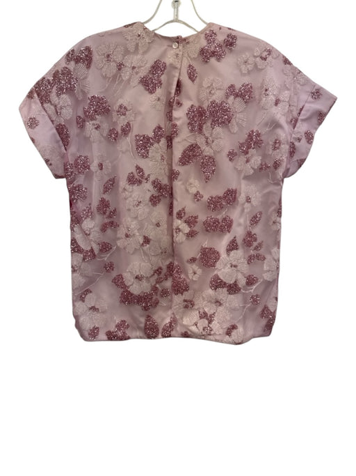 N 21 Size 38 Pink Polyester Blend Glitter Floral Short Sleeve Top Pink / 38
