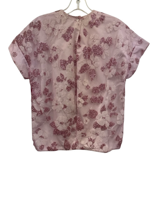 N 21 Size 38 Pink Polyester Blend Glitter Floral Short Sleeve Top Pink / 38