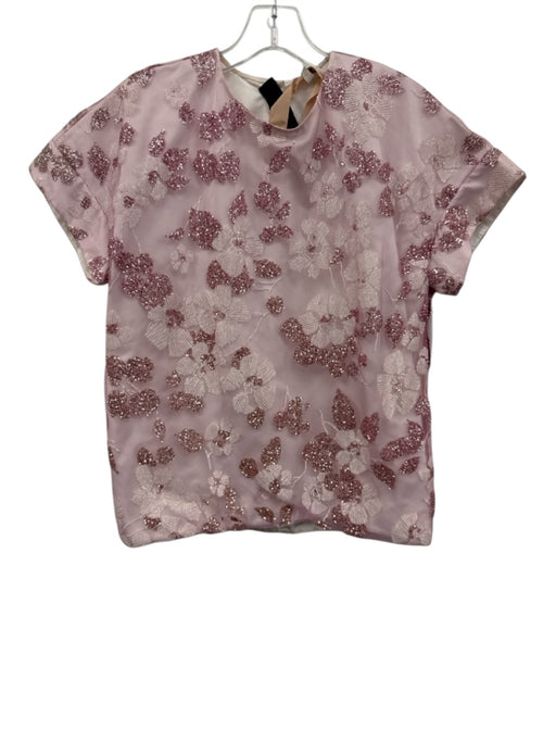 N 21 Size 38 Pink Polyester Blend Glitter Floral Short Sleeve Top Pink / 38