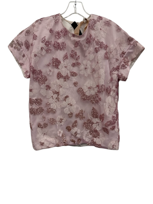 N 21 Size 38 Pink Polyester Blend Glitter Floral Short Sleeve Top Pink / 38