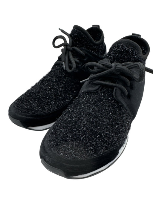 Chanel Shoe Size 39 Black Velvet Sock Style Glitter Tweed Lace Up Sneakers Black / 39