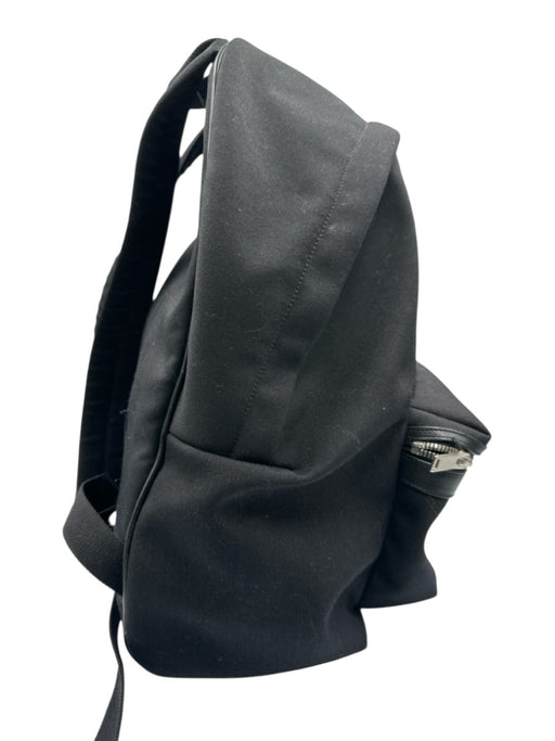 Saint Laurent Black Canvas & Leather Zip Close Backpack Adjustable Strap Bag Black