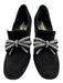 Saint Laurent Shoe Size 38 Black Leather Upper Suede Rhinestone Bow Loafers Black / 38