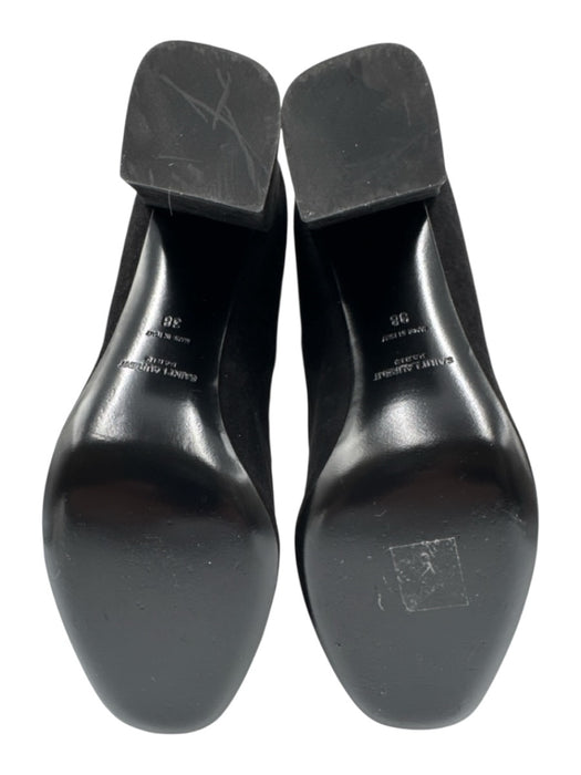 Saint Laurent Shoe Size 38 Black Leather Upper Suede Rhinestone Bow Loafers Black / 38
