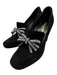 Saint Laurent Shoe Size 38 Black Leather Upper Suede Rhinestone Bow Loafers Black / 38