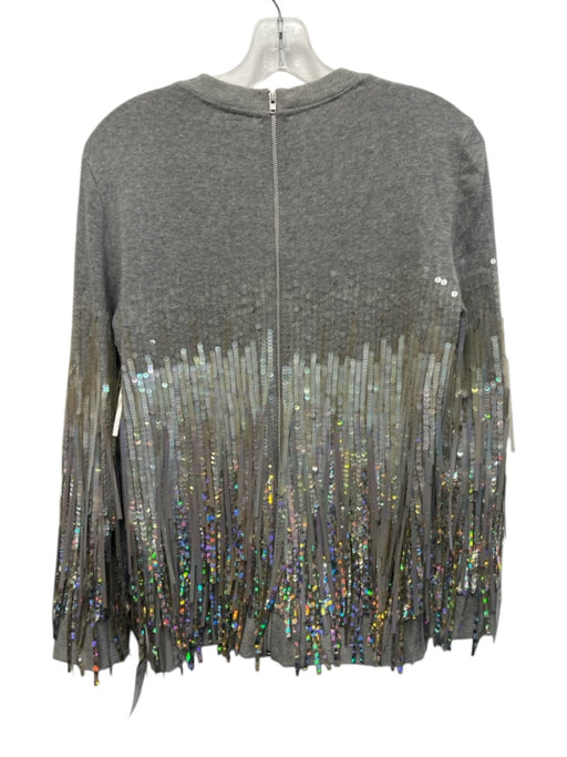 Ashish Soni Size XS Gray Cotton Sequin Gradient Sequin Fringe Back Zip Sweater Gray / XS