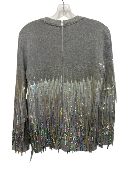 Ashish Soni Size XS Gray Cotton Sequin Gradient Sequin Fringe Back Zip Sweater Gray / XS
