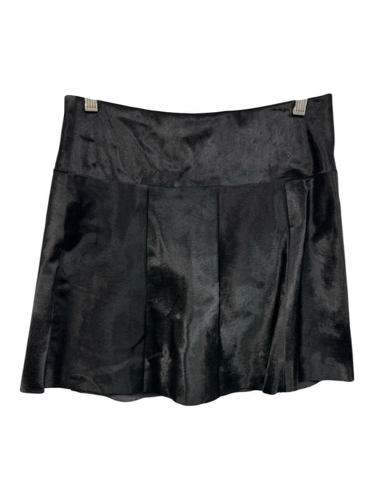 A.L.C. Size 4 Black Calfskin Pony Hair Paneled Back Zip Mini Skirt Black / 4