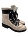 Chanel Shoe Size 38.5 Light Pink & Black textile upper Puffer Lace Up Boots Light Pink & Black / 38.5