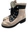 Chanel Shoe Size 38.5 Light Pink & Black textile upper Puffer Lace Up Boots Light Pink & Black / 38.5